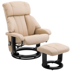 Beige Massage Recliner Chair with Ottoman, 10-Point Vibrating Heat Function, Ultimate Comfort