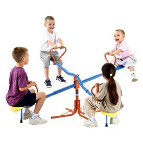 VEVOR Kids Seesaw, 110 lbs Load Capacity per Seat, Sit and Spin Teeter Totter with 4-prong Support Legs, Kids Outdoor Playground Equipment