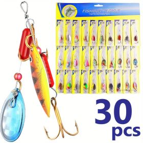 3OT!Lot 30pcs Trout Spoon Metal Fishing Lures Spinner Baits Bass Tackle Colorful