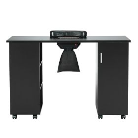 VEVOR Manicure Table, Nail Table Station with Electric Dust Collector, Moveable Nail Tech Desk with 8 Wheels (4 Lockable), 3 Dust Bag & Wrist Res