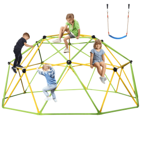 10FT Climbing Dome for Kids Jungle Gym Apply To Park Dome Climber With Swing Playground Equipment,Green