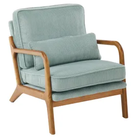 Low Arm Accent Chair - Teal Corduroy Upholstered Indoor Lounge Chair, Compact Single Seater With Sturdy Frame - 330LBS Weight Capacity (Option: defaulttitle)