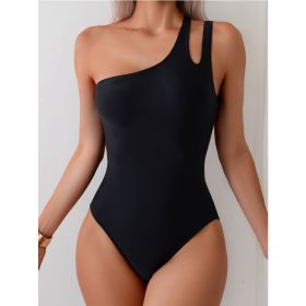 Women's Swim Beach One Shoulder Hollow Out One-Piece Swimsuit Beachwear Bathing Suit (Option: S)