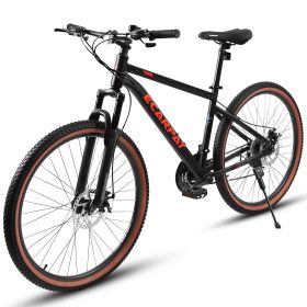 A27301 27.5 Inch Mountain Bike For Adults, Durable High Carbon Steel Frame, Disc Brakes, Stylish Brown Edge Tires, Ideal For Commuting And Outdoo (Option: Black)