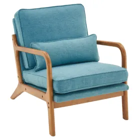 Oak Armrest Oak Upholstered Single Lounge Chair Indoor Lounge Chair Teal (Option: defaulttitle)