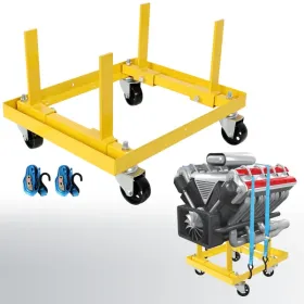 750lbs Rolling Engine Stand,Adjustable Width And Length, With 2pcs Buckle Straps,Yellow--Self-pickup Is Not Supported (Option: defaulttitle)