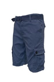 Weiv Mens Belted Cargo Shorts with Belt (Color: Navy, size: 40)